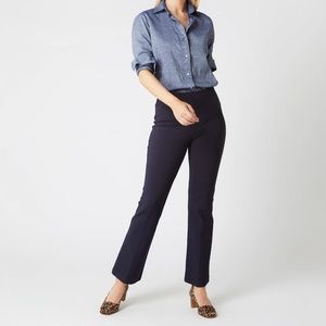 NWT Ann Mashburn Faye Flare Cropped Pant in Navy Ponte Knit